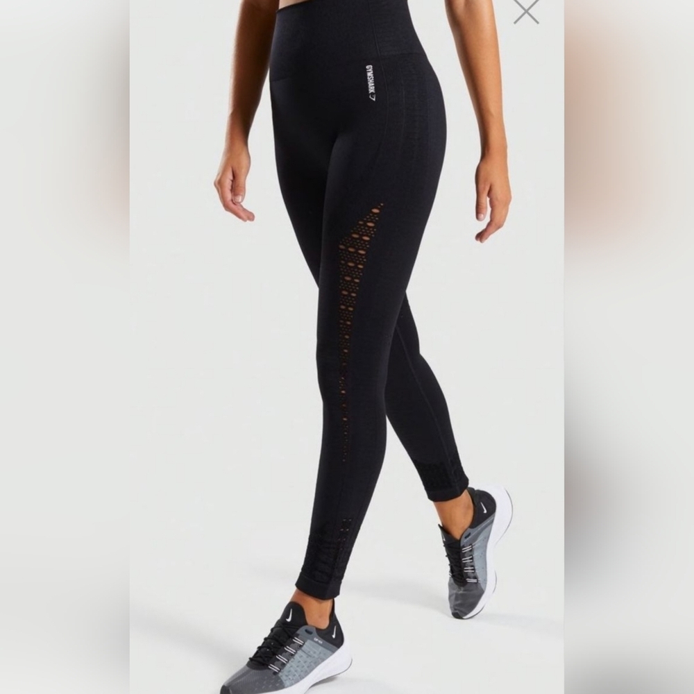 Gymshark Black Mesh Panel Leggings Women's Small Athletic Workout Yoga Pants